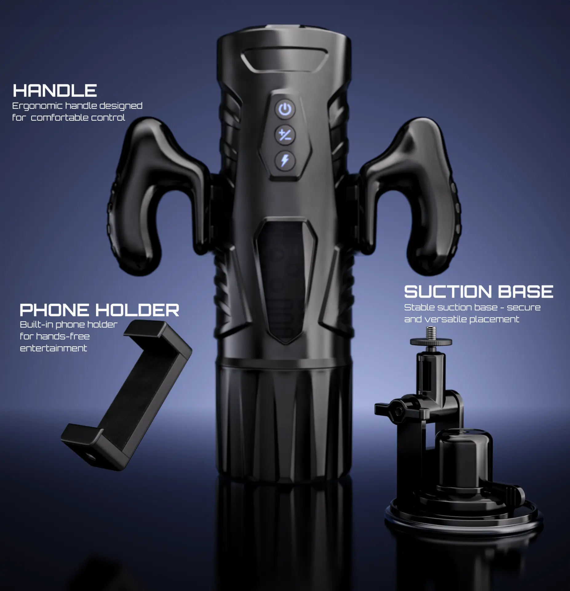 Auvion handles, phone holder and suction base accessories